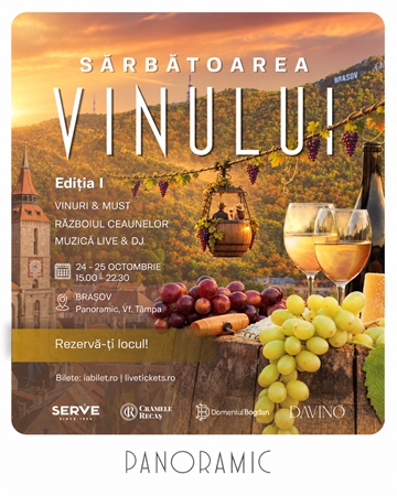 Afișul evenimentului Sărbătoarea Vinului la Panoramic, Brașov, 24–25 octombrie 2026
